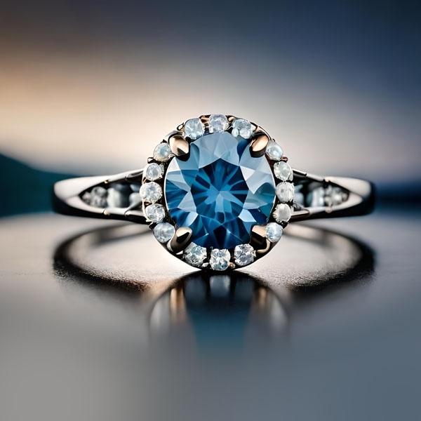 How to determine the quality of a blue diamond in a ring