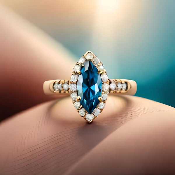 What are the differences between lab-grown and natural blue diamonds for rings