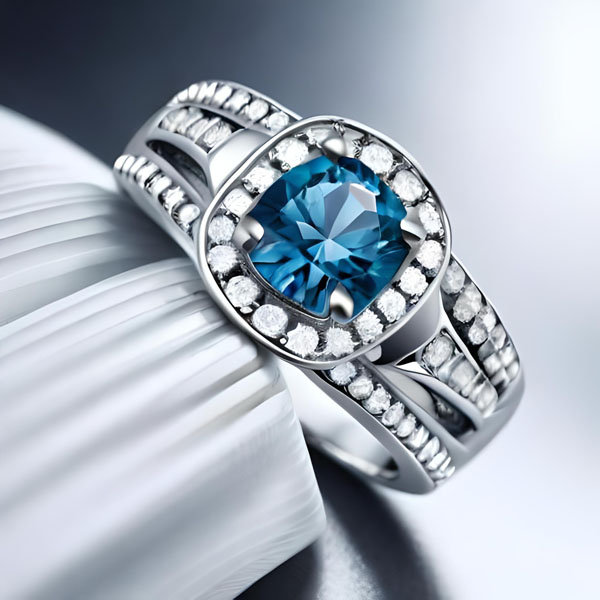 What are the popular cuts for blue diamonds in rings